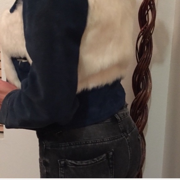 EXOTIC RABBIT FUR & BLUE SUEDE jacket!! - Picture 5 of 5